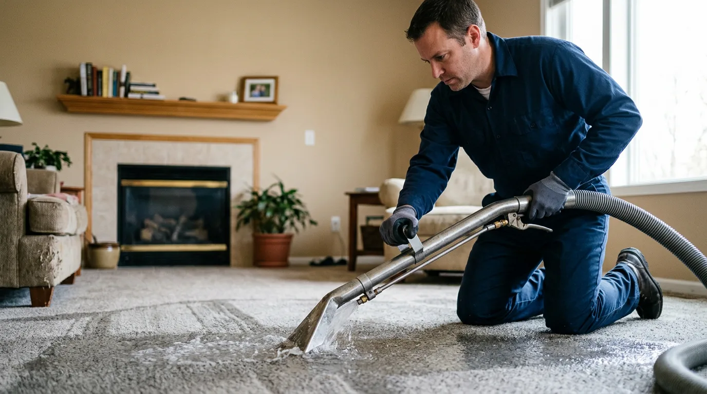 Water damage restoration technician working near Cromwell, MN
